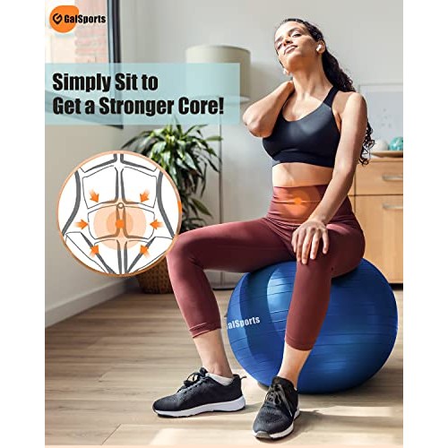 GalSports Yoga Ball Exercise Ball for Working Out, Anti-Burst and ...
