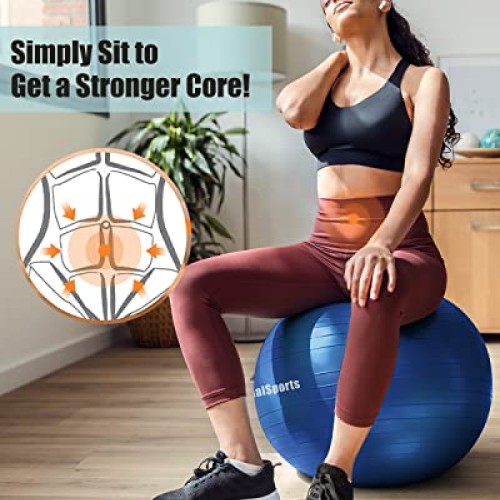 GalSports Yoga Ball Exercise Ball for Working Out, Anti-Burst and ...