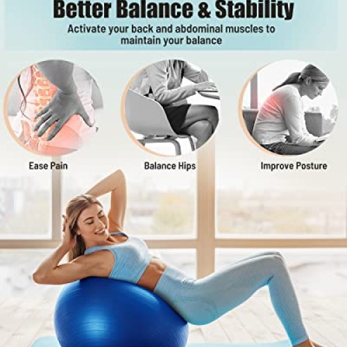 GalSports Yoga Ball Exercise Ball for Working Out, Anti-Burst and ...