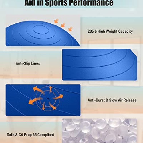 GalSports Yoga Ball Exercise Ball for Working Out, Anti-Burst and ...
