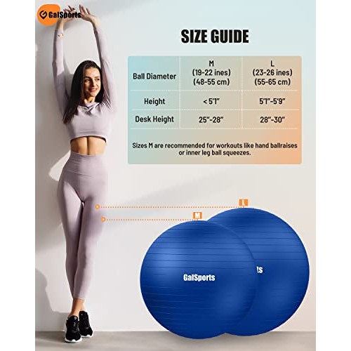 GalSports Yoga Ball Exercise Ball for Working Out, Anti-Burst and ...
