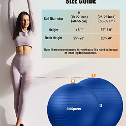 GalSports Yoga Ball Exercise Ball for Working Out, Anti-Burst and ...