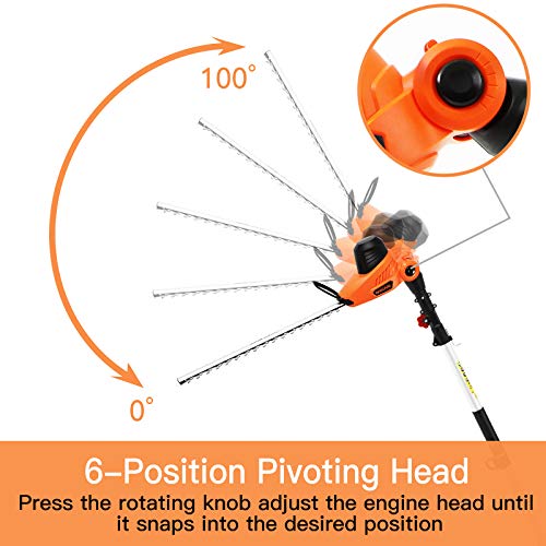 GARCARE Corded Pole Hedge Trimmer- 4.8Amp Electric Hedge Trimmer C...