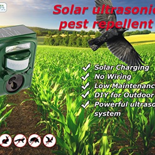 GARDEN SECRETS Compact Solar Ultrasonic Animal Repellent. Skunk Ra...