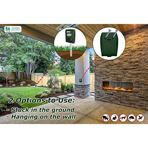 GARDEN SECRETS Compact Solar Ultrasonic Animal Repellent. Skunk Ra...