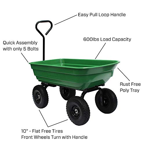 Garden Star 70275 Garden Wagon/Yard Cart with Flat Free Tires, 37...