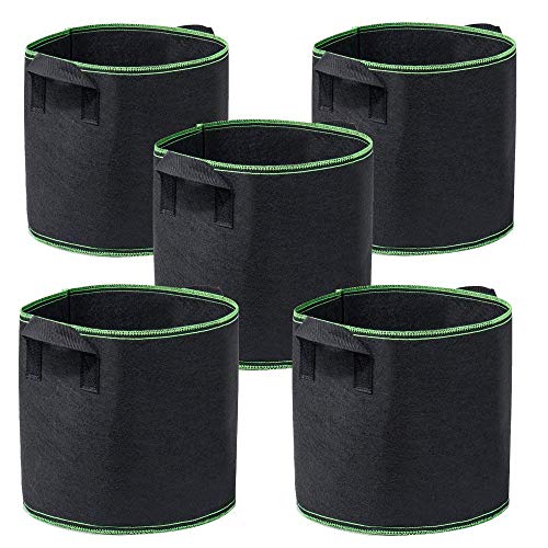 Garden4Ever 5-Pack 15 Gallon Grow Bags Heavy Duty Container Thicke...