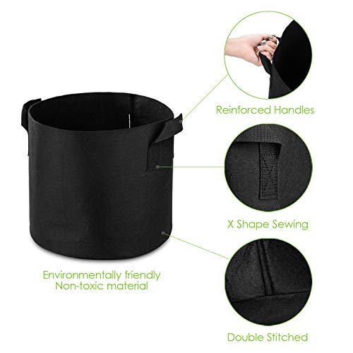 Garden4Ever Grow Bags 12-Pack 7 gallons Aeration Fabric Pots Conta...