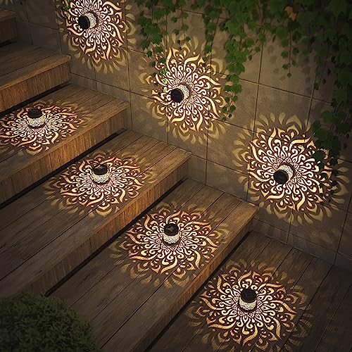 gardencave 2 Pack Solar Fence Lights Solar Outdoor Wall Lights Met...