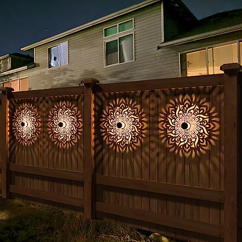 gardencave 2 Pack Solar Fence Lights Solar Outdoor Wall Lights Met...