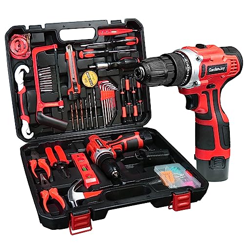 GardenJoy 84 Piece Home Tool Kit with 12V Cordless Electric Drill ...