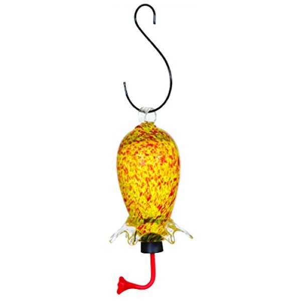 Gardman BA05714 Yellow/Red Cylinder Glass Hummingbird Feeder, 3.5...