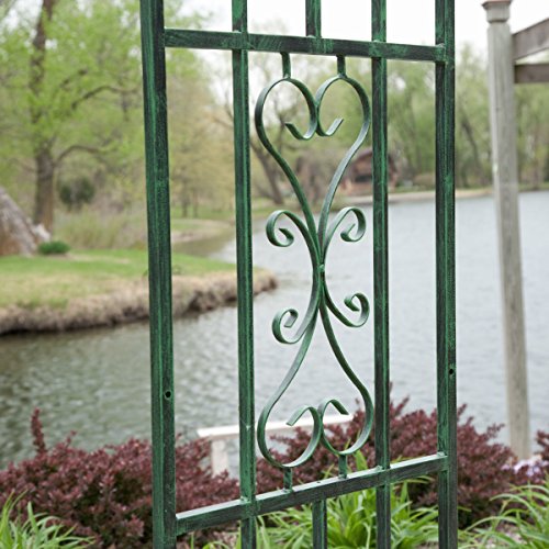 Steel Outdoor Garden Arbor 7-ft. in Powder Coated Black Verdigri...