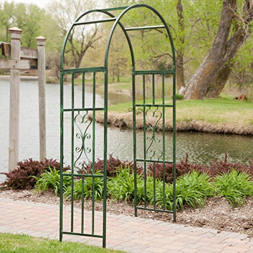 Steel Outdoor Garden Arbor 7-ft. in Powder Coated Black Verdigri...