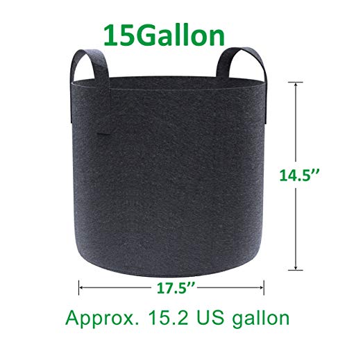 Gardzen 10-Pack 15 Gallon Grow Bags, Aeration Fabric Pots with Han...