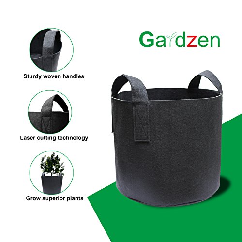 Gardzen 10-Pack 15 Gallon Grow Bags, Aeration Fabric Pots with Han...