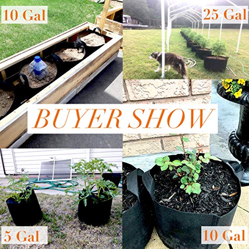Gardzen 10-Pack 15 Gallon Grow Bags, Aeration Fabric Pots with Han...