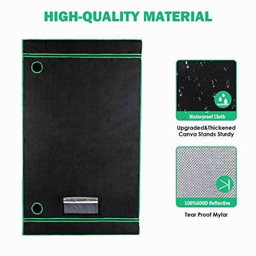 GARTIO 600D Mylar Lightproof Grow Tent, High Reflective Hydroponic...