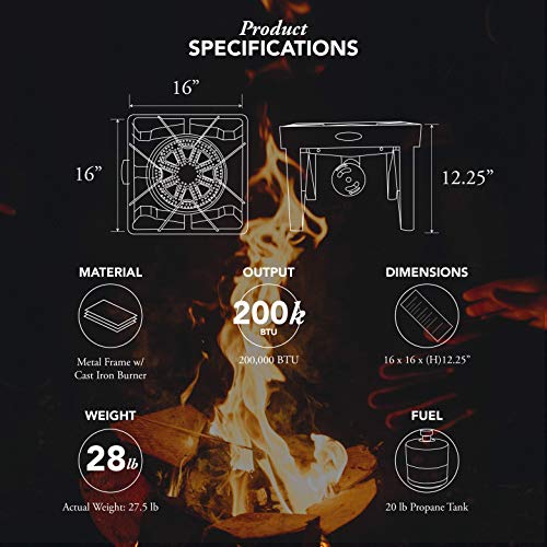GasOne 200, 000 BTU Square Heavy- Duty Single Burner Outdoor Stove...