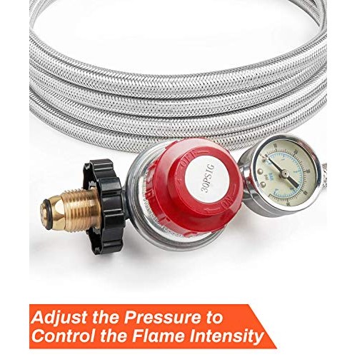 GASPRO 12 Foot 0-30 PSI High Pressure Adjustable Propane Regulator...