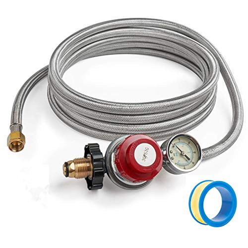 GASPRO 12 Foot 0-30 PSI High Pressure Adjustable Propane Regulator...