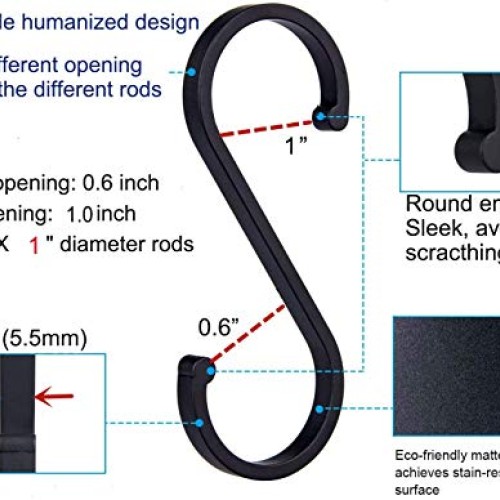 GAViA S Hooks, S Shaped Hooks, Matte Black S Hooks Heavy Duty for ...