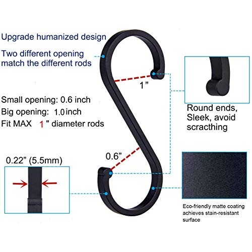 GAViA S Hooks, S Shaped Hooks, Matte Black S Hooks Heavy Duty for ...