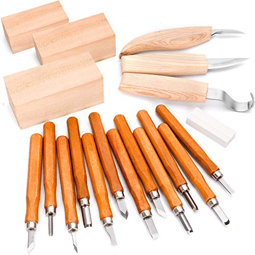 Wood Carving Tools Kit, Sloyd, Hook, Detail Knives, Hardwood Handl...