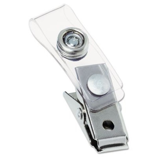Badge Clip with Mylar Strap, Silver, 100/Box, Sold as 1 Box