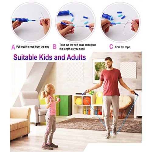 Gcace Beaded Jump Rope, Adjustable Soft Tangle Free Segmented Fitn...