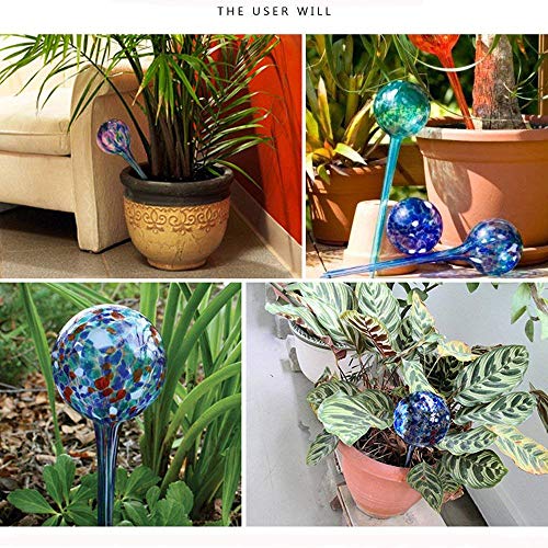 GDGY 2 pcs Glass Watering Sphere/Green Potted Plants Drip Irrigati...
