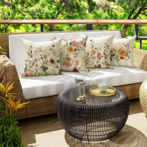 GDHBLING Floral Throw Pillow Covers 18x18 Inch Set of 4 Spring Dec...