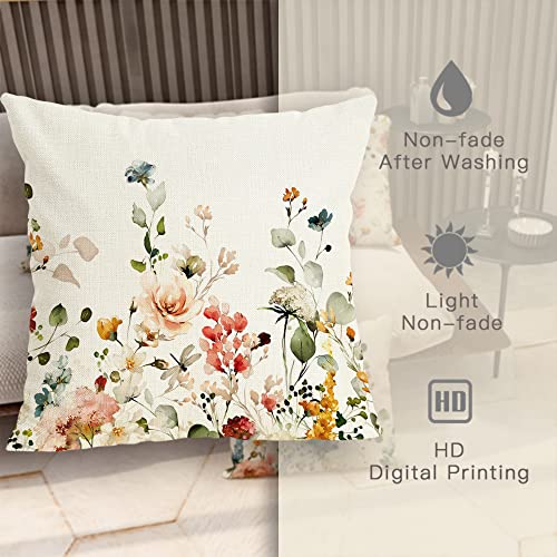 GDHBLING Floral Throw Pillow Covers 18x18 Inch Set of 4 Spring Dec...