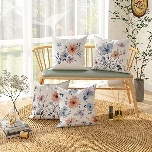 GDHBLING Floral Throw Pillow Covers 18x18 Inch Set of 4 Spring Pil...