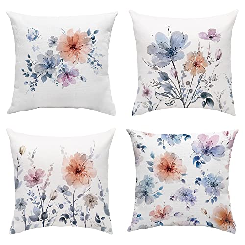 GDHBLING Floral Throw Pillow Covers 18x18 Inch Set of 4 Spring Pil...