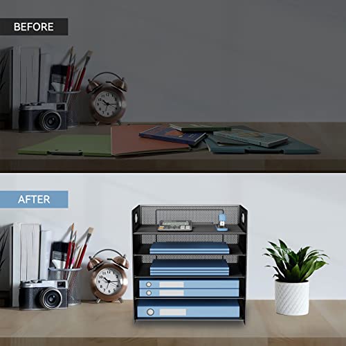 GDINDINFAN 5-Tier Letter Tray Paper Organizer Mesh Desktop File Or...