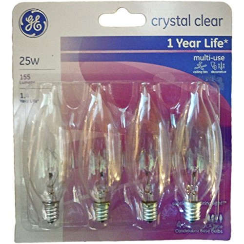 GE Crystal Clear Decorative Bent Tip Light Bulbs, Candelabra Base ...