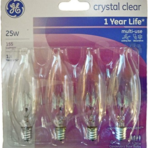 GE Crystal Clear Decorative Bent Tip Light Bulbs, Candelabra Base ...