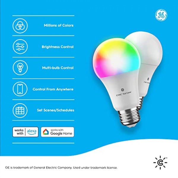 GE CYNC Smart LED Light Bulbs, Color Changing Lights, Bluetooth an...