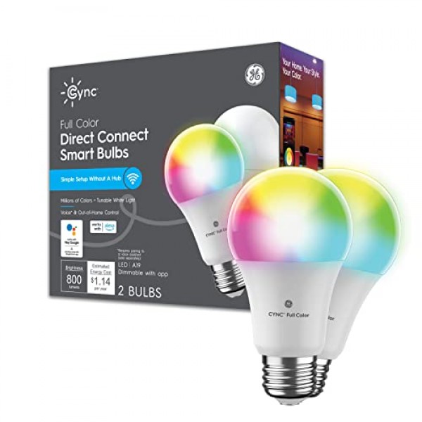 GE CYNC Smart LED Light Bulbs, Color Changing Lights, Bluetooth an...
