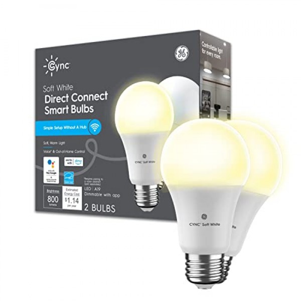 GE CYNC Smart LED Light Bulbs, Soft White, Bluetooth and Wi-Fi Lig...