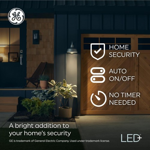 GE LED+ Dusk to Dawn A19 LED Light Bulbs, Automatic On/Off Outdoor Light, Daylight, 8.5W (3 Pack)