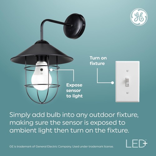 GE LED+ Dusk to Dawn A21 LED Light Bulb, Automatic On/Off Outdoor Light, 13W, Daylight (3 Pack)