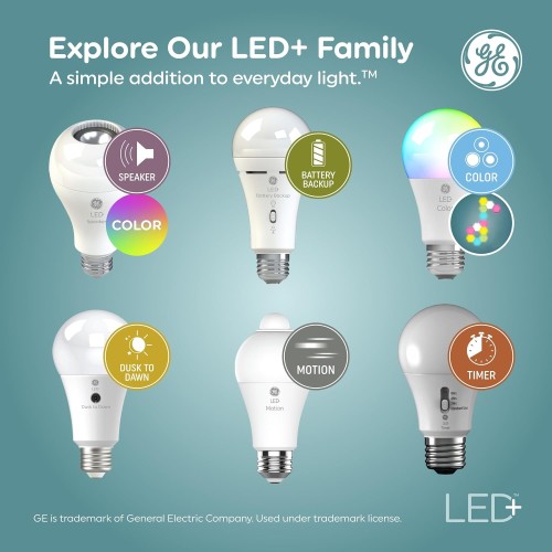 GE LED+ Dusk to Dawn A21 LED Light Bulb, Automatic On/Off Outdoor Light, 13W, Daylight (3 Pack)