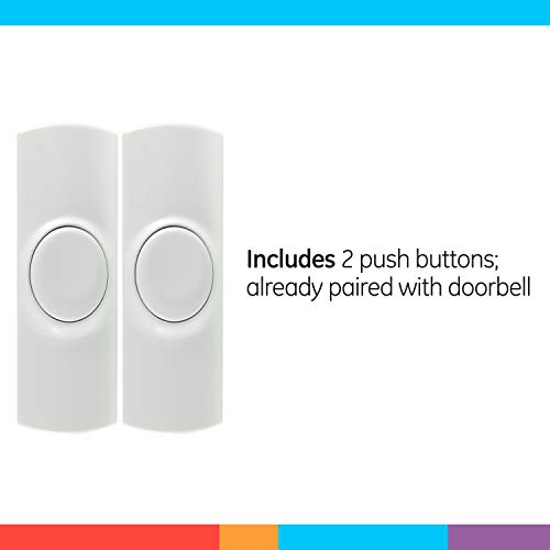 GE Wireless Doorbell Kit, 8 Melodies, 2 Push Buttons, 4 Volume Lev...
