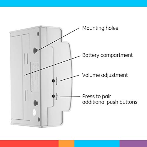 GE Wireless Doorbell Kit, 8 Melodies, 2 Push Buttons, 4 Volume Lev...