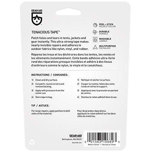 Gear Aid Tenacious Tape Repair Tape for Fabric and Vinyl, Black, 3...