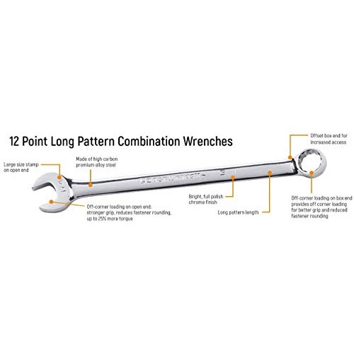 GEARWRENCH 44 Pc. 12 Point Long Pattern Combination SAE/Metric Wre...