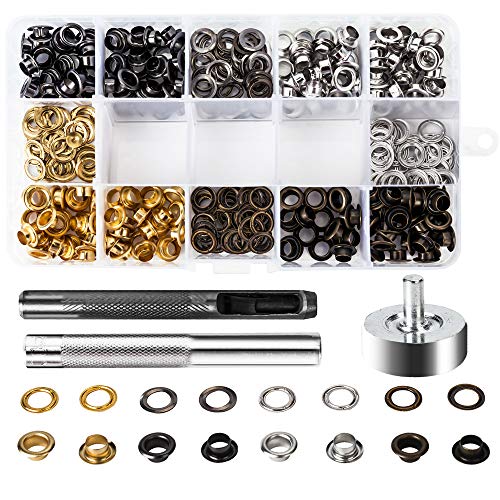200 Sets Grommet Kit 1/4 Inch, Upgraded 4 Colors Grommets Eyelets ...