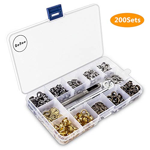 200 Sets Grommet Kit 1/4 Inch, Upgraded 4 Colors Grommets Eyelets ...